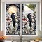 Greentek; Stained Glass Raven Window Film, Gothic Privacy Window Decal with Moon and Berry Design, Removable Static Cling Glass Sticker for Living Room Bedroom Home Decor, 17.7 x 39.3 Inch; Category:Halloween Decorations; Image:6